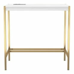 Everbay Writing Desk with Power and USB Plug - miBasics Olive/gold -Outlet Desks Store unnamed file 14906