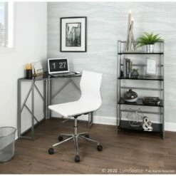 Folia Corner Desk Silver/Black - LumiSource -Outlet Desks Store unnamed file 1494