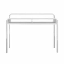 Office Desk with 2 Compartments and Tubular Metal Frame White/Chrome - The Urban Port