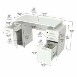 50.79" Computer Desk Washed Oak - Inval 12 50.79" Computer Desk Washed Oak - Inval -Outlet Desks Store unnamed file 14992