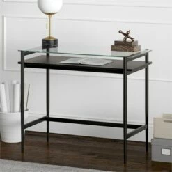 Henn& Hart 36" Black Bronze Desk with Black Woodgrain Shelf - Henn&Hart 18 Henn& Hart 36" Black Bronze Desk with Black Woodgrain Shelf - Henn&Hart -Outlet Desks Store unnamed file 15010