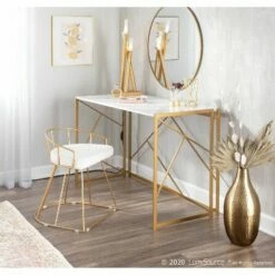 Folia Writing Desk - LumiSource Gold/white 30 Folia Writing Desk - LumiSource Gold/white -Outlet Desks Store unnamed file 1506