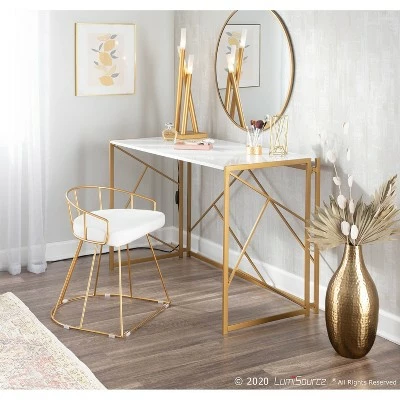 Folia Writing Desk - LumiSource Gold/white 14 Folia Writing Desk - LumiSource Gold/white - Image 12