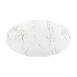 HomeFare Mid-Century Oval Desk in White Wood - Home Fare