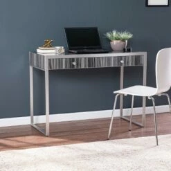 Lisgaf Writing Desk Silver/Black - Aiden Lane -Outlet Desks Store unnamed file 15114