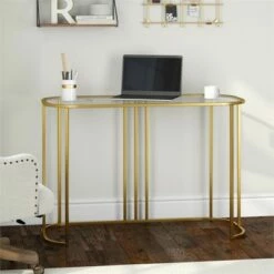 Henn& Hart 44" Brass Metal Writing Desk - Henn&Hart 15 Henn& Hart 44" Brass Metal Writing Desk - Henn&Hart -Outlet Desks Store unnamed file 15125