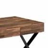 Industrial 3 Drawer Writing Desk with X Legs and Brown/Black - Benzara