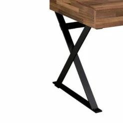 Industrial 3 Drawer Writing Desk with X Legs and Brown/Black - Benzara -Outlet Desks Store unnamed file 15139