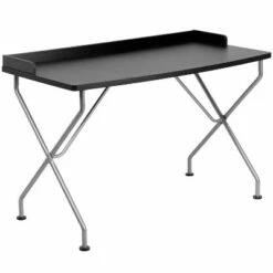 Computer Desk with Frame - Black Laminate Top/Silver Frame - Riverstone Furniture Collection