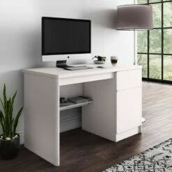 Outlet Desks Store 15 Kingston Desk with Cabinet White - CorLiving