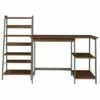 Wood and Metal Desk with Ladder Shelf Brown/Gray - Benzara 1 Wood and Metal Desk with Ladder Shelf Brown/Gray - Benzara -Outlet Desks Store unnamed file 153