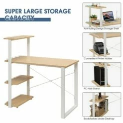 Costway Reversible Computer Desk Study Table Home Office w/Adjustable Bookshelf Natural 18 Costway Reversible Computer Desk Study Table Home Office w/Adjustable Bookshelf Natural -Outlet Desks Store unnamed file 1542