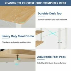 Costway Reversible Computer Desk Study Table Home Office w/Adjustable Bookshelf Natural 19 Costway Reversible Computer Desk Study Table Home Office w/Adjustable Bookshelf Natural -Outlet Desks Store unnamed file 1543