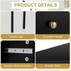 Costway Corner Computer Desk Writing Workstation Study Desk w/ 2 Drawers WhiteBlackGold -Outlet Desks Store unnamed file 1551