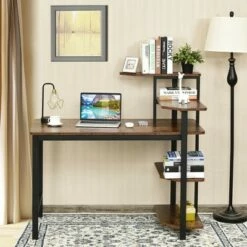 Costway Computer Desk Writing Study Table with Storage Shelves Home Office Rustic Brown -Outlet Desks Store unnamed file 1583