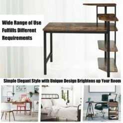 Costway Computer Desk Writing Study Table with Storage Shelves Home Office Rustic Brown -Outlet Desks Store unnamed file 1584