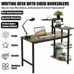 Costway Computer Desk Writing Study Table with Storage Shelves Home Office Rustic Brown -Outlet Desks Store unnamed file 1585