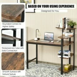 Costway Computer Desk Writing Study Table with Storage Shelves Home Office Rustic Brown -Outlet Desks Store unnamed file 1586