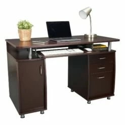 Complete Workstation Computer Desk with Storage Brown - Techni Mobili