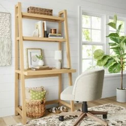 Falkland Wood Desk with Shelving Natural - Threshold™