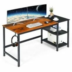 Costway 59'' Home Office Computer Desk Study Laptop Table Detachable Shelf Rustic -Outlet Desks Store unnamed file 1658