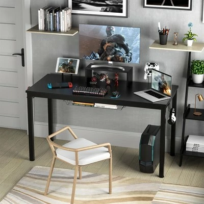 Costway 55 inch Gaming Desk Racing Style Computer Desk with Cup Holder & Headphone Hook 4 Costway 55 inch Gaming Desk Racing Style Computer Desk with Cup Holder & Headphone Hook - Image 2