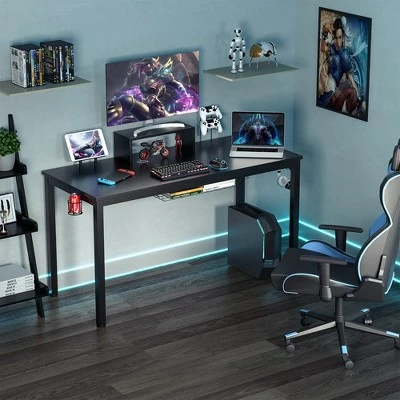 Costway 55 inch Gaming Desk Racing Style Computer Desk with Cup Holder & Headphone Hook 6 Costway 55 inch Gaming Desk Racing Style Computer Desk with Cup Holder & Headphone Hook - Image 4