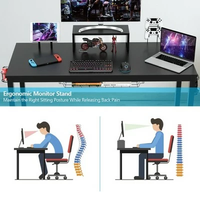 Costway 55 inch Gaming Desk Racing Style Computer Desk with Cup Holder & Headphone Hook 8 Costway 55 inch Gaming Desk Racing Style Computer Desk with Cup Holder & Headphone Hook - Image 6