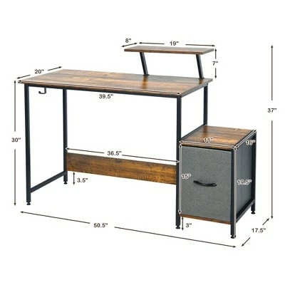 Costway Computer Desk Writing Workstation Home Office w/ Movable Storage Rack & Shelf 3 Costway Computer Desk Writing Workstation Home Office w/ Movable Storage Rack & Shelf