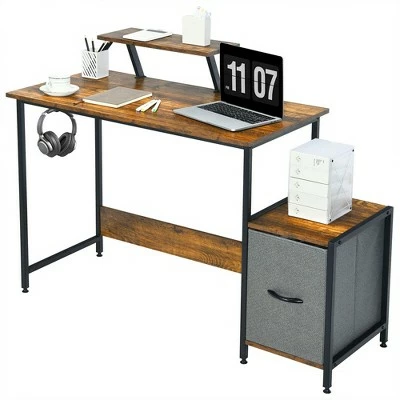 Costway Computer Desk Writing Workstation Home Office w/ Movable Storage Rack & Shelf 10 Costway Computer Desk Writing Workstation Home Office w/ Movable Storage Rack & Shelf - Image 8