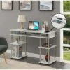Designs2Go No Tools Student Desk with Charging Station and Shelves - Breighton Home White Faux Marble