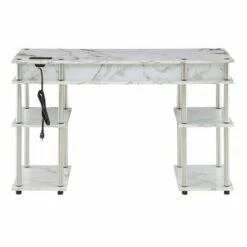 Designs2Go No Tools Student Desk with Charging Station and Shelves - Breighton Home White Faux Marble -Outlet Desks Store unnamed file 1684