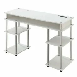 Designs2Go No Tools Student Desk with Charging Station and Shelves - Breighton Home White Faux Marble -Outlet Desks Store unnamed file 1690