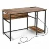 Costway 48'' Computer Desk Writing Study Table w/ Power Outlet USB Ports BlackRustic -Outlet Desks Store unnamed file 1716