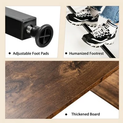 Costway 48'' Computer Desk Writing Study Table w/ Power Outlet USB Ports BlackRustic 9 Costway 48'' Computer Desk Writing Study Table w/ Power Outlet USB Ports BlackRustic - Image 7