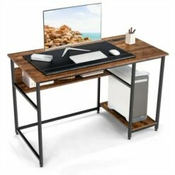 Costway 48'' Computer Desk Writing Study Table w/ Power Outlet USB Ports BlackRustic 22 Costway 48'' Computer Desk Writing Study Table w/ Power Outlet USB Ports BlackRustic -Outlet Desks Store unnamed file 1725