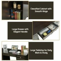 Costway 59'' Computer Desk Writing Desk Study Workstation with Drawers Brown -Outlet Desks Store unnamed file 1735