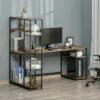 HOMCOM Industrial Home Office Writing Desk with Display Storage Shelves CPU Stand PC Study Table Computer Workstation Brown Wood Grain -Outlet Desks Store unnamed file 1736