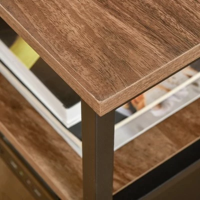 HOMCOM Industrial Home Office Writing Desk with Display Storage Shelves CPU Stand PC Study Table Computer Workstation Brown Wood Grain 8 HOMCOM Industrial Home Office Writing Desk with Display Storage Shelves CPU Stand PC Study Table Computer Workstation Brown Wood Grain - Image 6