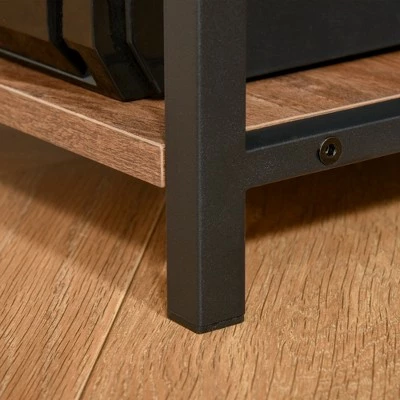 HOMCOM Industrial Home Office Writing Desk with Display Storage Shelves CPU Stand PC Study Table Computer Workstation Brown Wood Grain 9 HOMCOM Industrial Home Office Writing Desk with Display Storage Shelves CPU Stand PC Study Table Computer Workstation Brown Wood Grain - Image 7