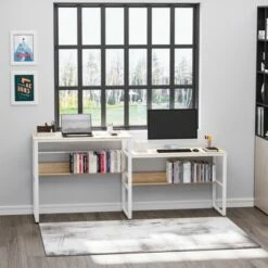 HomCom 86" Industrial Style Double Sided Computer Desk