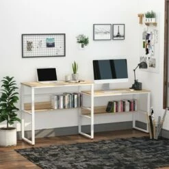 HomCom 86" Industrial Style Double Sided Computer Desk -Outlet Desks Store unnamed file 1765