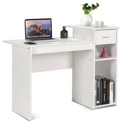 Costway Computer Desk PC Laptop Table w/ Drawer and Shelf Home Office Furniture 4 Costway Computer Desk PC Laptop Table w/ Drawer and Shelf Home Office Furniture - Image 2