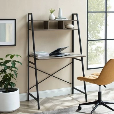Metal and Wood Tiered Ladder Writing Desk - Saracina Home Rustic Oak 3 Metal and Wood Tiered Ladder Writing Desk - Saracina Home Rustic Oak