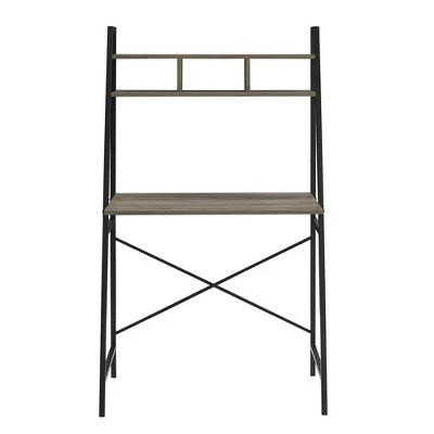 Metal and Wood Tiered Ladder Writing Desk - Saracina Home Rustic Oak 4 Metal and Wood Tiered Ladder Writing Desk - Saracina Home Rustic Oak - Image 2