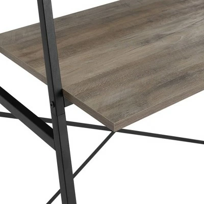 Metal and Wood Tiered Ladder Writing Desk - Saracina Home Rustic Oak 6 Metal and Wood Tiered Ladder Writing Desk - Saracina Home Rustic Oak - Image 4