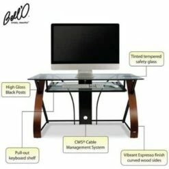 Bell'O Curved Wood Computer Desk with Keyboard Tray - CD8841