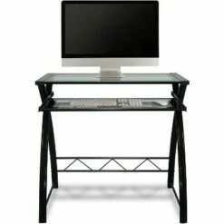 Bell'O CD8855 Computer Desk with Keyboard Tray, Black/Clear -Outlet Desks Store unnamed file 1836