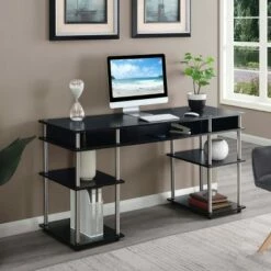 60" Designs2Go No Tools Deluxe Student Desk with Shelves - Breighton Home Black