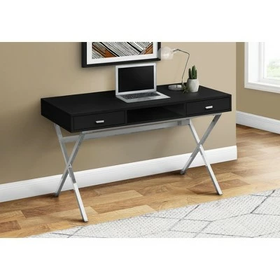 Monarch Specialties Laptop Table with Drawers and Open Shelf Computer, Writing Desk, Metal Sturdy Legs, 48" L 6 Monarch Specialties Laptop Table with Drawers and Open Shelf Computer, Writing Desk, Metal Sturdy Legs, 48" L - Image 4